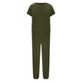 thumbnail image 4 of Ensembles Deux Pièces pour Femmes Tenues de Vacances Ensemble de Vêtements Femme Col Rond Manches Courtes Hauts Pantalons Ensembles Style Pantalon Complet S_448 Survêtements pour Femmes Vert-1 TTG, 4 of 6