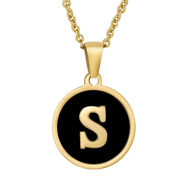 Colliers, Collier Lettre Coquille Mignonne pour Filles, Pendentifs Pièce pour Filles en Acier Inoxydable Colliers Initiale pour Femmes Bijoux Rond
