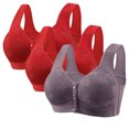 thumbnail image 1 of Yanlir 3PCS Bras for Women's No Underwire Wireless Bras Front Button Design Push Up Full Coverage Adjustable Straps U Shaped Back Comfortable Everyday Bra(Purple,3XL), 1 of 3