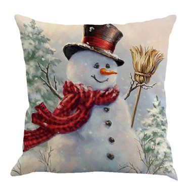 Housse de Coussin Décorative de Noël Mignonne Snowman pour Salon