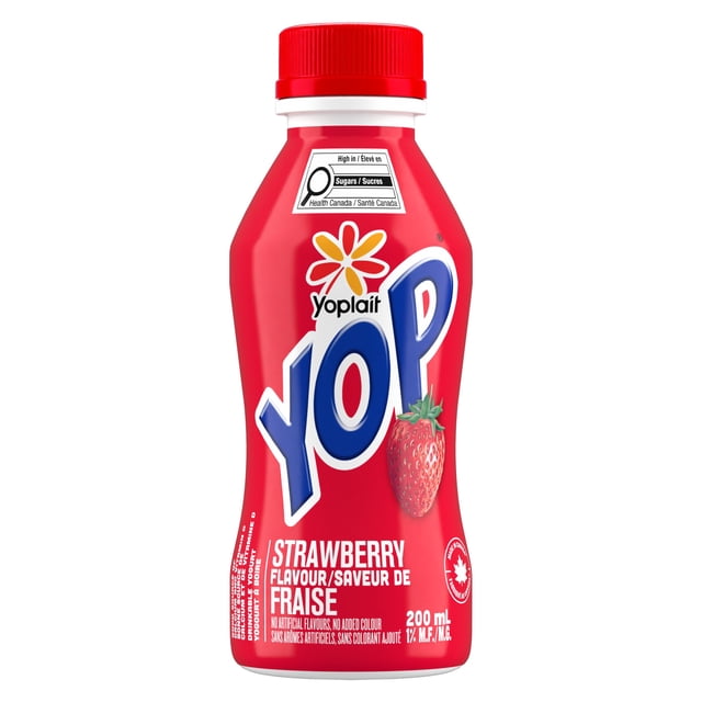 Yoplait Yop Yogourt à Boire 1 %, Fraise, Collations pour enfants, 200ml