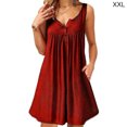 thumbnail image 1 of Robe Femme Plissée à Boutons Gilet T-shirt Décontractée Décontractée Robe Gilet Robe Débardeur à Poches, Rouge Vin, TTG, 1 of 8