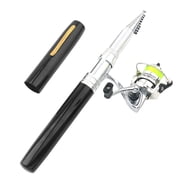 Portable Pen Shape Fishing Rod Telescopic Aluminum Alloy Fishing Pole + Metal Fishing Reel Spinning