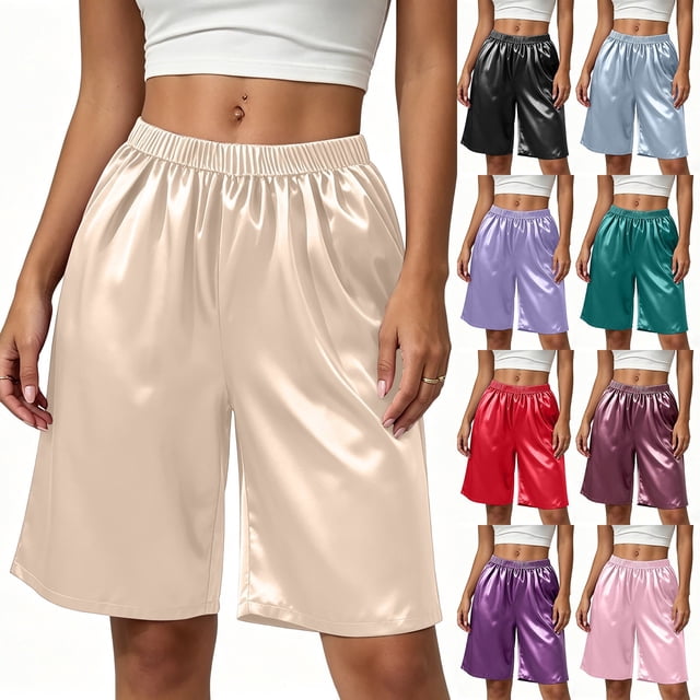 Jovati Sleep Pants for Women, Ice Silk Polyester Loose Fit Pull-On Pajama Full Length Pants with Dry-Fit Comfort and Relaxed Leg Cut
