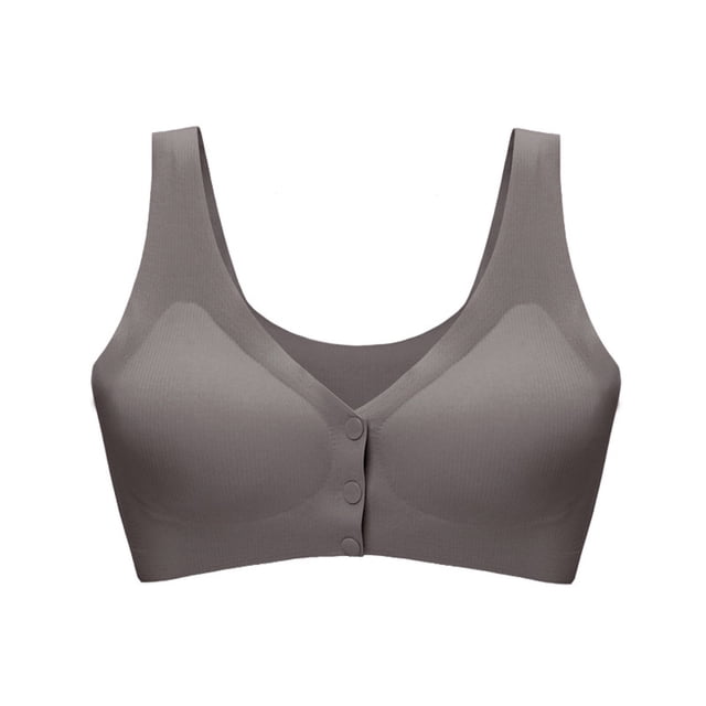 Yuyuzo Bras for Women Button Front Closure Wireless Breathable Bralettes Loose Comfy Solid Color Underwear