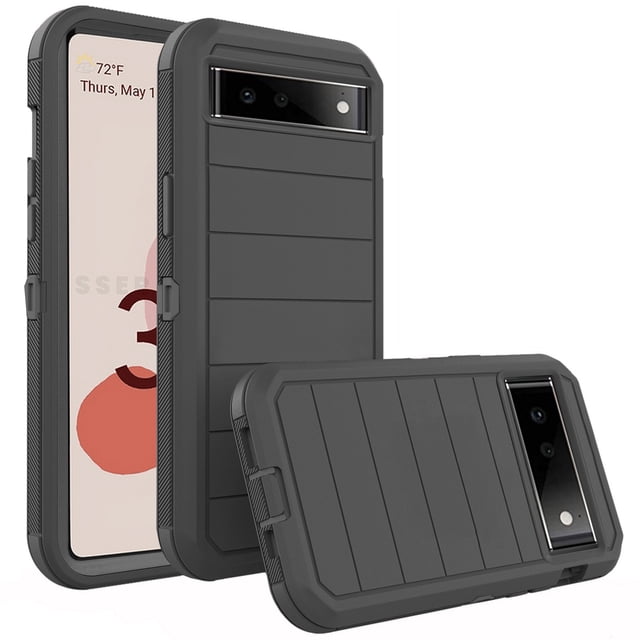 Asuwish Compatible avec Google Pixel 6 Étui de Téléphone Hybride Robuste Antichoc Rigide Protecteur Antichute Corps Complet Robuste Étui Mobile Cellulaire pour Pixel6 Pixel Six Femmes Hommes Noir