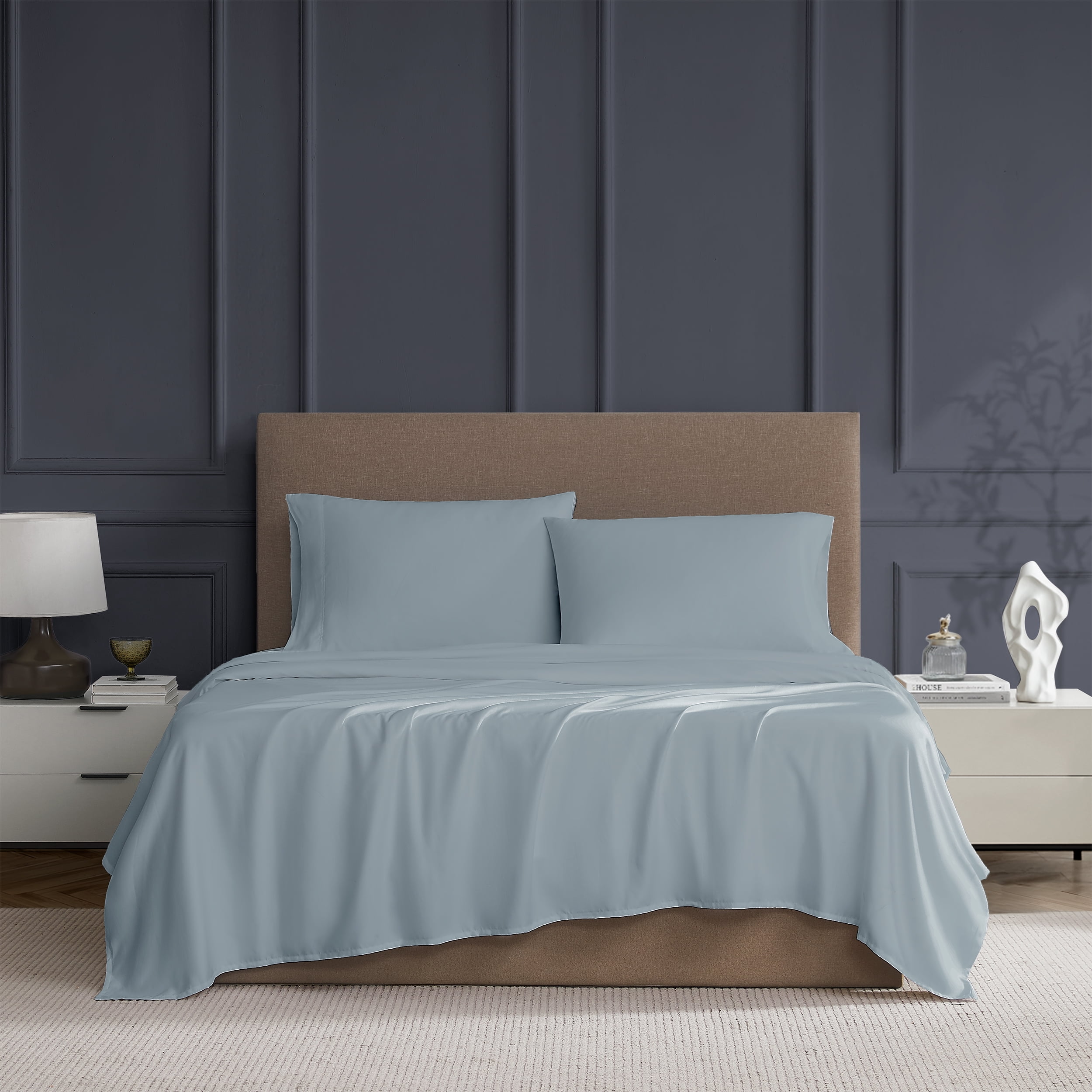 Ensemble de draps 100 % coton à contexture de 400 fils Hometrends, satin de coton