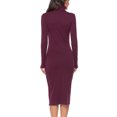 thumbnail image 3 of Turtleneck Long Sleeve Knit Sweater Dress Turtleneck Knit Sweater Stretch Dress Turtleneck Ribbed Knit Sweater Dress Winter Turtleneck Knit Sweater Dress Women Turtleneck Ribbed, 3 of 6