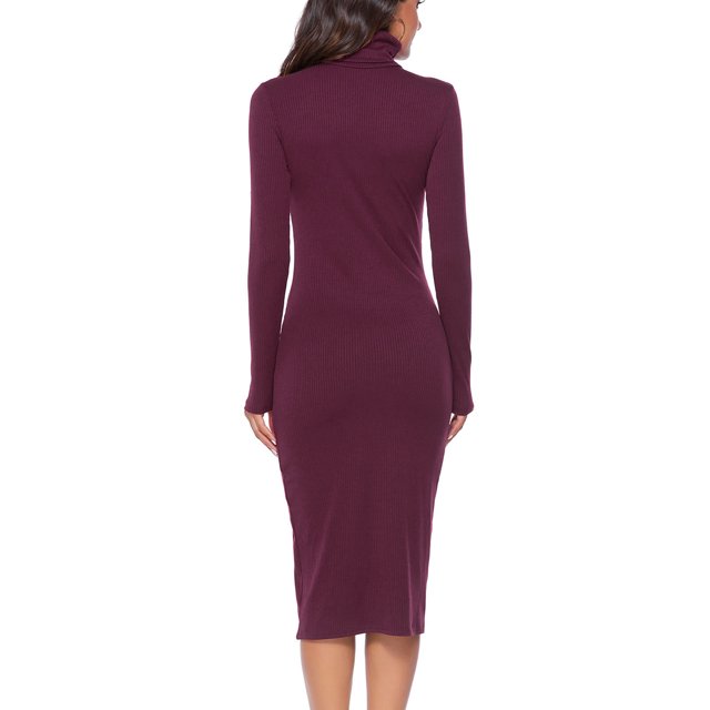 Turtleneck Long Sleeve Knit Sweater Dress Turtleneck Knit Sweater Stretch Dress Turtleneck Ribbed Knit Sweater Dress Winter Turtleneck Knit Sweater Dress Women Turtleneck Ribbed
