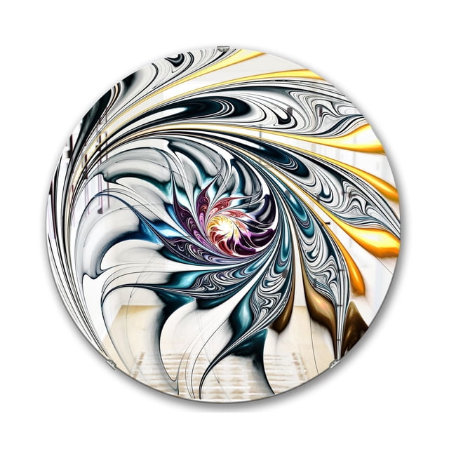 Designart 'White Stained Glass Floral Art' Modern Mirror - Contemporary