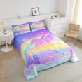 thumbnail image 4 of Erosebridal Ensemble de Literie Licorne Scintillante Simple, Couette Princesse Rêveuse, Décoration de Château, Réversible, 2 Pcs, 4 of 8