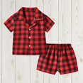 thumbnail image 2 of Yanlir Chemise d'Été pour Enfants à Col Rond, Manches Courtes, Motif, Chemise Fine, Chemise Décontractée pour Garçons à Manches Courtes, Short à Taille Élastique, Ensemble Deux Pièces (Rouge#6, 3-4 Ans), 2 of 3