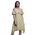 thumbnail image 1 of Bimba Robe Midi à Manches Flottantes Imprimé Oiseau Beige Épaules Dénudées Femme - XXX-Large, 1 of 6