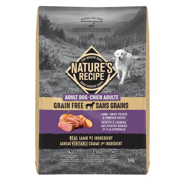 Nature's Recipe Adult Grain Free Lamb, Sweet Potato & Pumpkin Recipe Dry Dog Food 5.4KG