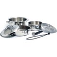 thumbnail image 1 of Camco Batterie de Cuisine en Acier Inoxydable 7 Pcs, Ensemble Emboîtable avec Poignée et Sangle de Rangement, 1 of 10