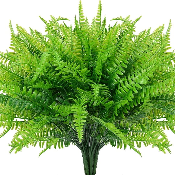 4 Pcs Artificial Ferns Plants Bushes Artificial Fake Boston Fern Shrubs Plastic Plant Greenery for Outdoor UV Resistant Garden Office Garden Indoor Decor