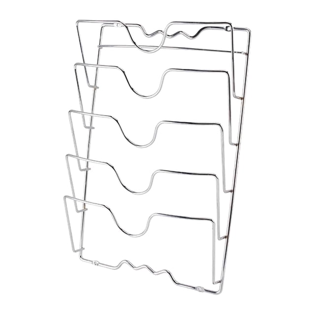 Pot Lid Organizer Rack for Cabinet and Countertop, 5-Tier Pot Lids Holder for Cabinet Door/Wall, No Drilling Adhesive Wall/Door Mounted Rustproof Pot and Pan Cover for Kitchen Storage