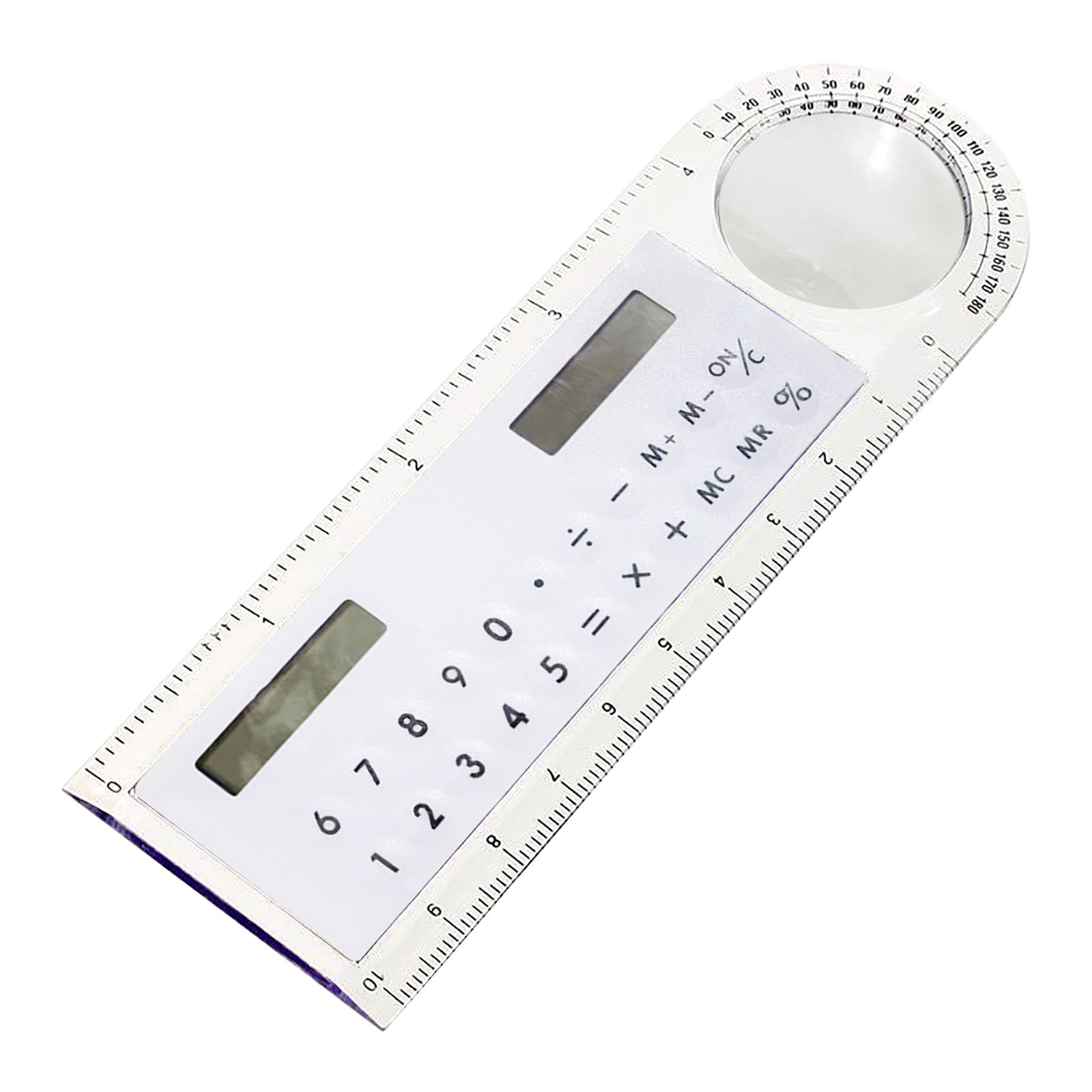 EARKITY Multifunctional Ruler, 3 in 1 Calculators, Mini Pocket Basic Calculator with Magnifier, Solar Transparent Ruler Calculator, Digital Desktop Calculator for Kids Student School Supplies Basic