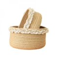 thumbnail image 4 of Cotton And Flax Rope Basket Storage Basket Lace  Snack Basket With Handle, 4 of 6