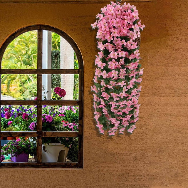 Simulated Rose Bouquets Simulated Flower Wall Hanging Baskets Decorative Landscaping Artificial Flowers Rattan Home Decor Flowers