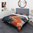 thumbnail image 1 of Designart "Liquid Ink Waves Blue and Orange Fusion VI" Abstract Painting Bedding Covert Set - Abstract Blue Modern Bed Set With 2 Shams, 1 of 6