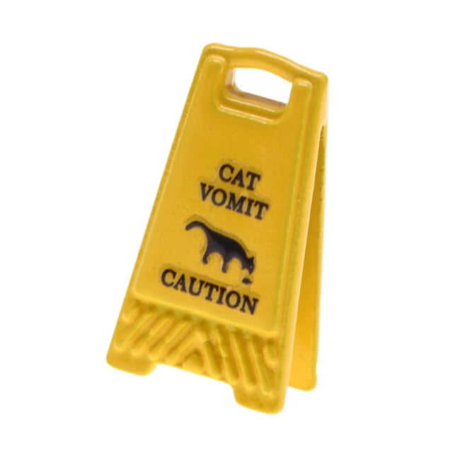 Milaget Panneau d'Avertissement Miniature 1,5 cm X 2,5 cm Article Décoratif Jaune Panneau de Prudence Modèle Vomissement de Chat