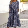 thumbnail image 2 of UPPADA Womens Summer Floral Dresses Casual Bohemian Crewneck Ruffles Long Maxi Dress Elegant Ladies Short Sleeve Beach Dresses,Robe Ete Pour Femme Taille Plus Navy,XXXL, 2 of 5