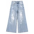 thumbnail image 1 of KIDSCOOL SPACE Girls Flare Jeans,Little Big Girl Ripped Wide Leg Soft Denim Pant,6-7 Years, 1 of 6