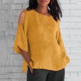thumbnail image 2 of Liquidation! Hauts Grande Taille pour Femmes, Blouse à Manches Courtes d'Été pour Femmes, Mode Féminine Manches Courtes Col Rond Ample Épaules Dénudées Blouse, 2 of 5