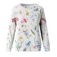 thumbnail image 4 of RKSTN Chandails à Manches Longues pour Femmes Mode à Imprimé Floral Décontracté Hauts à Manches Longues à Col Rond Coupe Ample Chandail Blouse, 4 of 4