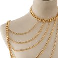 thumbnail image 3 of thinsony Body Chain Multi layers One Shoulder Jewellery Tassels Necklaces Golden A, 3 of 9