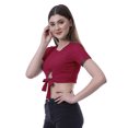 thumbnail image 3 of Moomaya T-Shirt Court à Nœud devant pour Femmes, Manches Courtes, Col Rond, Haut Noué, 3 of 7