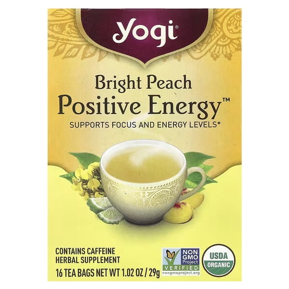 Yogi Tea, Positive Energy™, Pêche Vive, 16 Sachets de Thé, 1,02 oz (29 g)