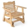 thumbnail image 1 of Patiojoy 1PC Outdoor Fir Wood Rocking Chair Outdoor Glider Chair with Rotatable Hidden Cup Holder and Curved Seat, 1 of 8