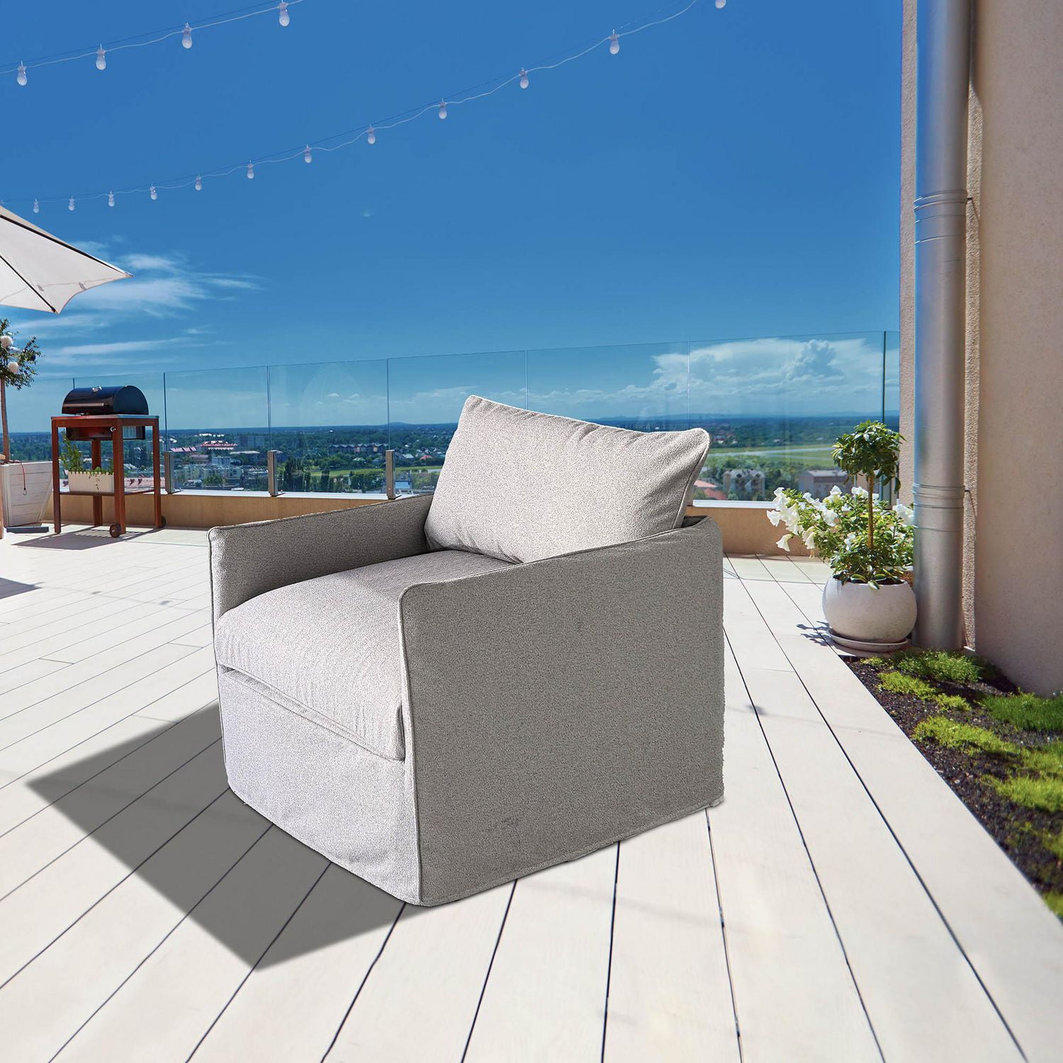 Ensemble modulaire de fauteuils club Lanai avec accoudoirs, gris
