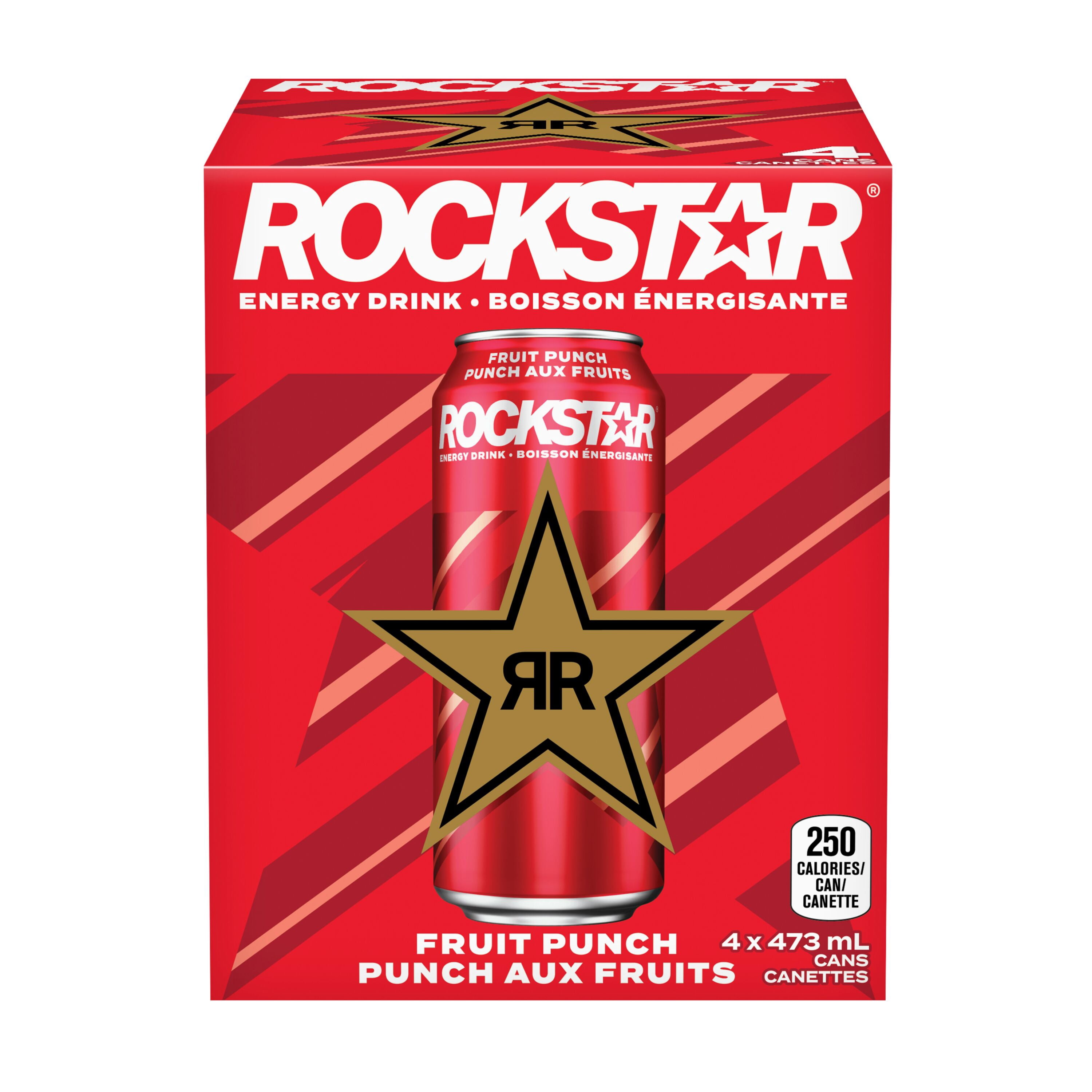 Rockstar Punched Fruit Punch Boisson Énergisante 4 x 473 mL, Canettes