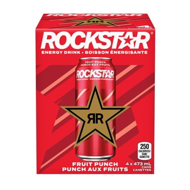 Rockstar Punched Fruit Punch Energy Drink 4 x 473 mL, Cans