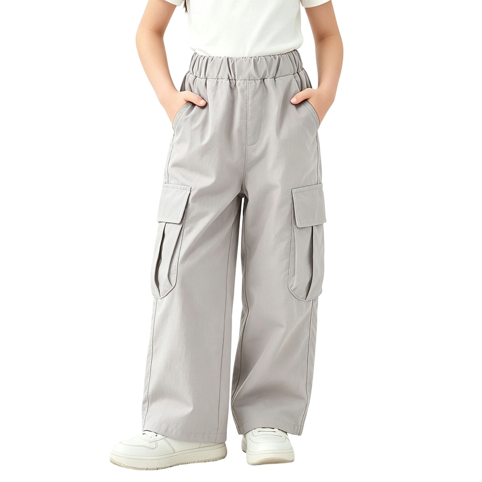 SHTXOZHI Kids Cargo Pants Elastic Waisted Wide Leg Pants Loose