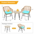 thumbnail image 2 of Gymax Ensemble Bistro de Patio en Rotin 3 Pcs Ensemble de Mobilier de Conversation avec Coussins Turquoise, 2 of 10