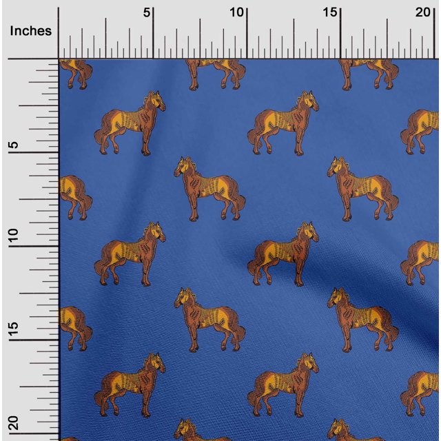 oneOone Viscose Chiffon Fabric Horse Block Printed Craft Fabric BTY 42 Inch Wide