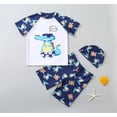 thumbnail image 2 of TOOYOU Toddler Boy Swimsuit 3 Piece Swim Set Short Sleeve Swim Shirt Swim Trunks Rash Guard Bathing Suits Child Swimwear For Pool Party Play Size 4-5 Years,Yellow, 2 of 9