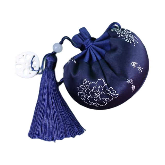 serony Sachet Handmade Embroidered Bag Jewelry Family Gift Storage Chinese Style Drawstring Pouch Interior Wedding Bedroom Blue