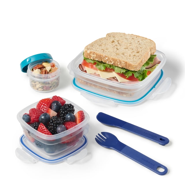 Starfrit LocknLock Easy Match 8-Piece Lunch Set, Plastic Food Containers with Lids and Accessories