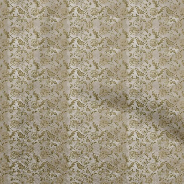 oneOone Georgette Viscose Beige Tissu Jacobée Robe Florale Tissu Tissu Imprimé par la Cour 42 Pouces de Large
