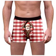 FhsagQ Underwear Cotton Underwear for Men Briefs Male Plaid Christmas Day Printed Underwearny Fitting Mid Waist Briefs Men Underwear Pack Briefs Super Fit XXXXL
