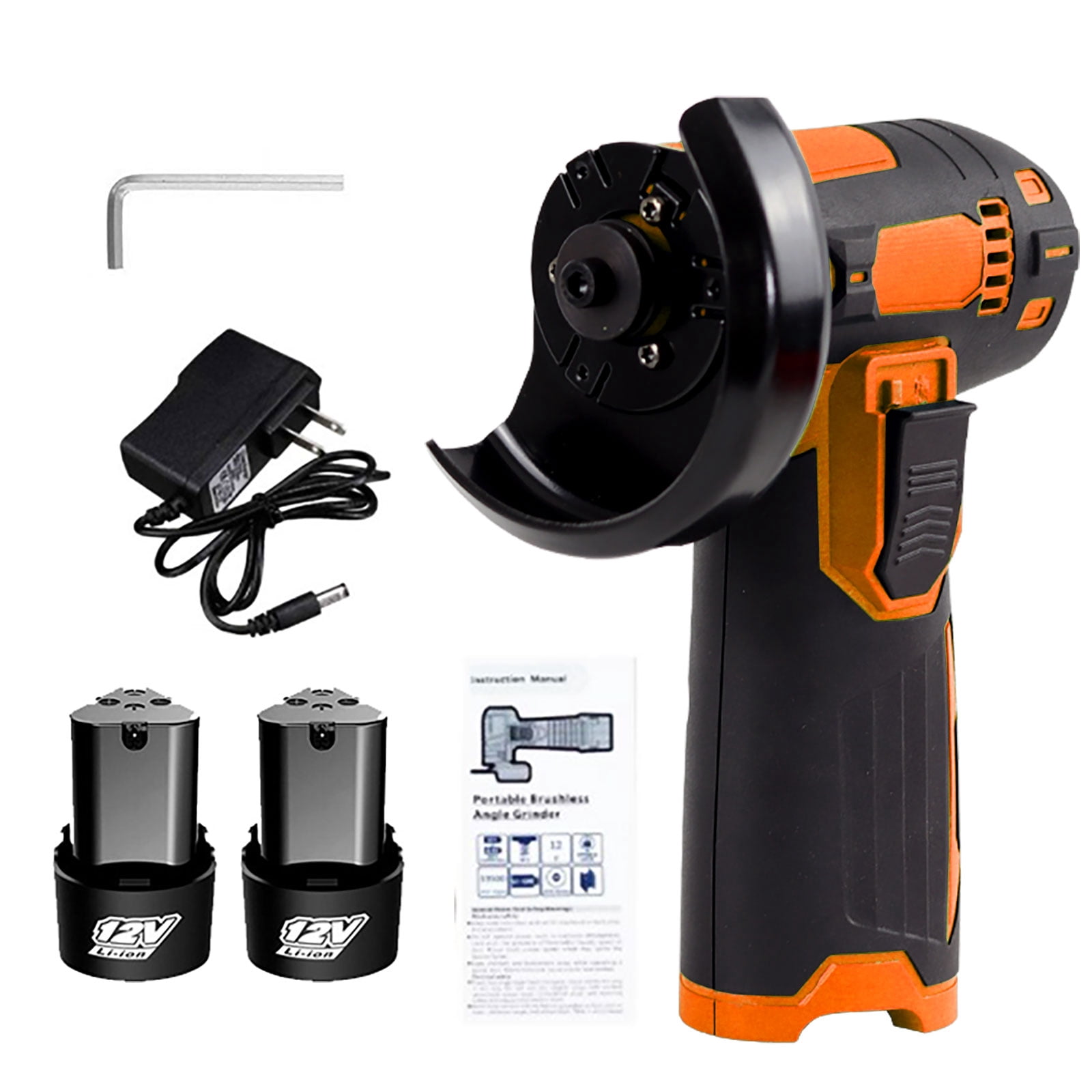 Amdohai 12V Cordless Brush Angle Grinder Kit, Ginding disc 3 Inch/76mm, Lightweight Angle Grinder Tool w/