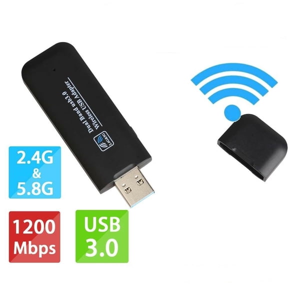 USB Wifi Adapter 1200MbpsWireless Network Adapter USB 3.0 Wifi Dongle 802.11 ac with Dual Band 2.42GHz/300Mbps/5.8GHz/866Mbps 5dB