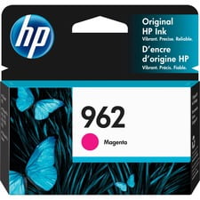 HP 3HZ97AN140 Ink Cartridge magenta in black packaging with blue butterfly graphics, labeled Original HP Ink 962 for inkjet printers, designed for reliable performance and approximately 700-page yield, compatible with HP OfficeJet Pro 9020.