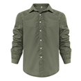 thumbnail image 4 of Ketyyh-chn99 T-Shirt Homme Mode Chemise Décontractée Unie pour Homme Manches Longues Boutonnée Col Rabattu Hauts Chemise Vert,m, 4 of 5
