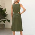 thumbnail image 3 of Robe d'Été pour Femme Sans Manches à Col Ras du Cou, Robe Basique Unie avec Taille à Nouer, Robe T-Shirt de Bureau avec Poches, 3 of 5